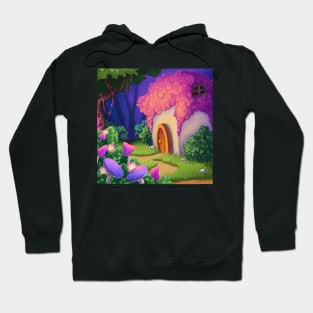 Fairytale house in magic forest. Illustration Hoodie